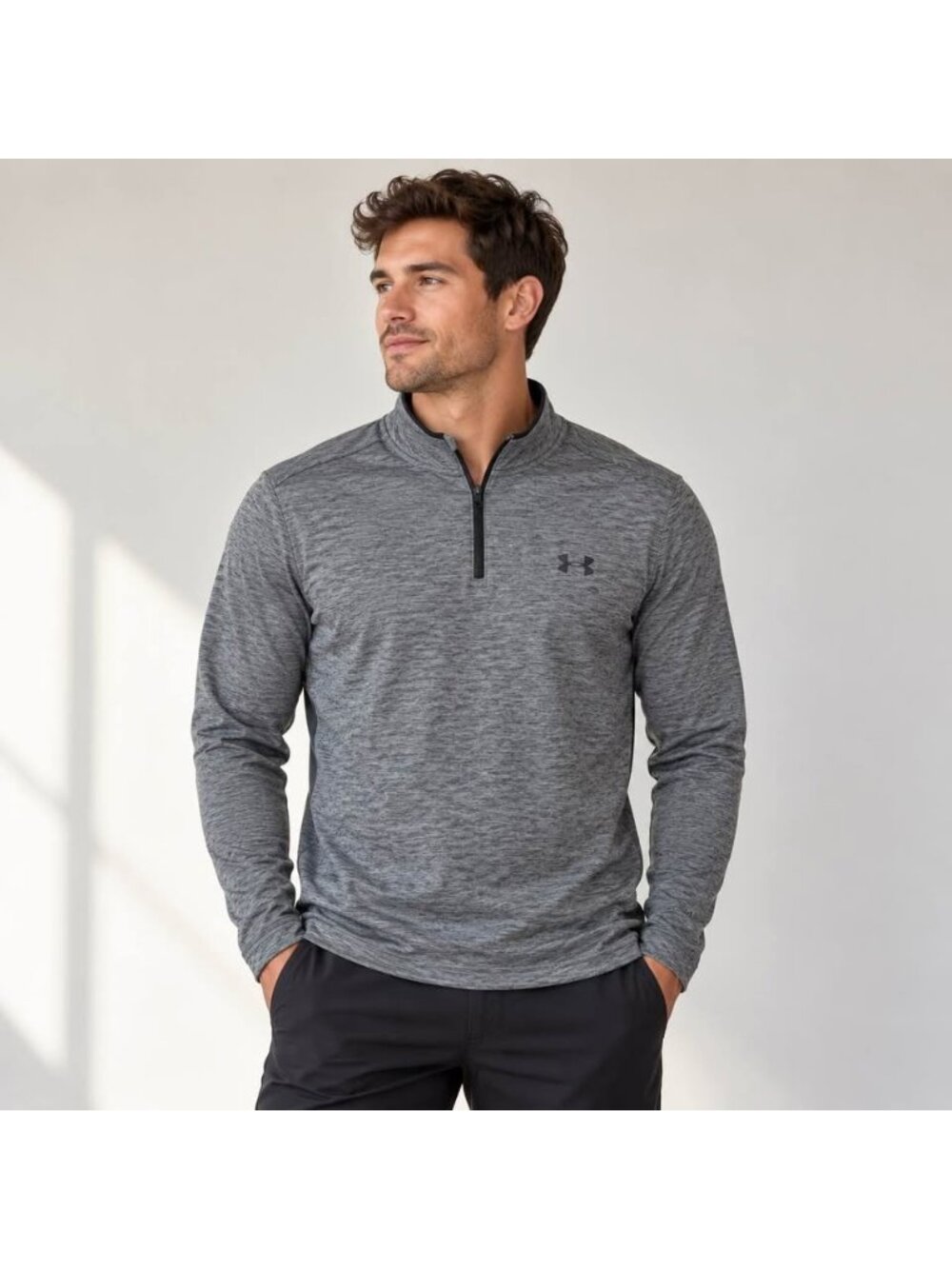 Under Armour Men’s Grey Heather 1/4 Zip Performance Pullover large